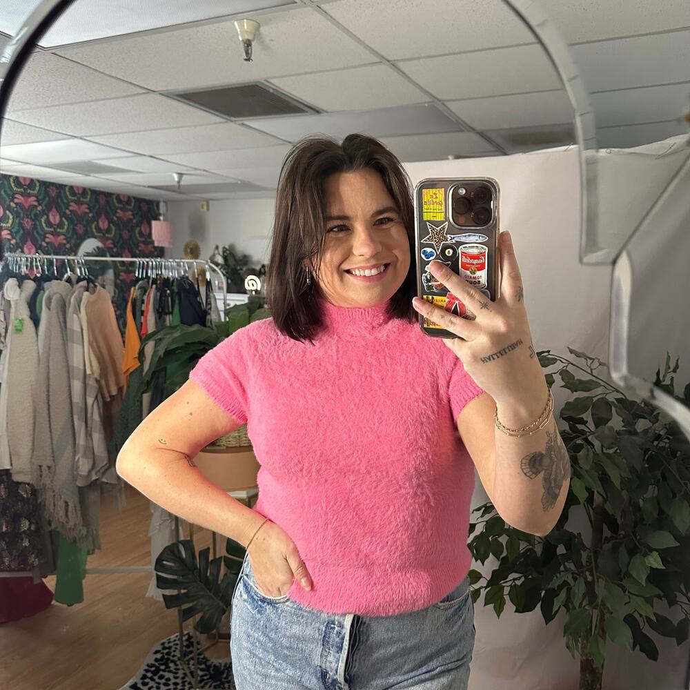 Anthropologie Maeve Eyelash Mock Neck Sweater Tee Pink Size XS